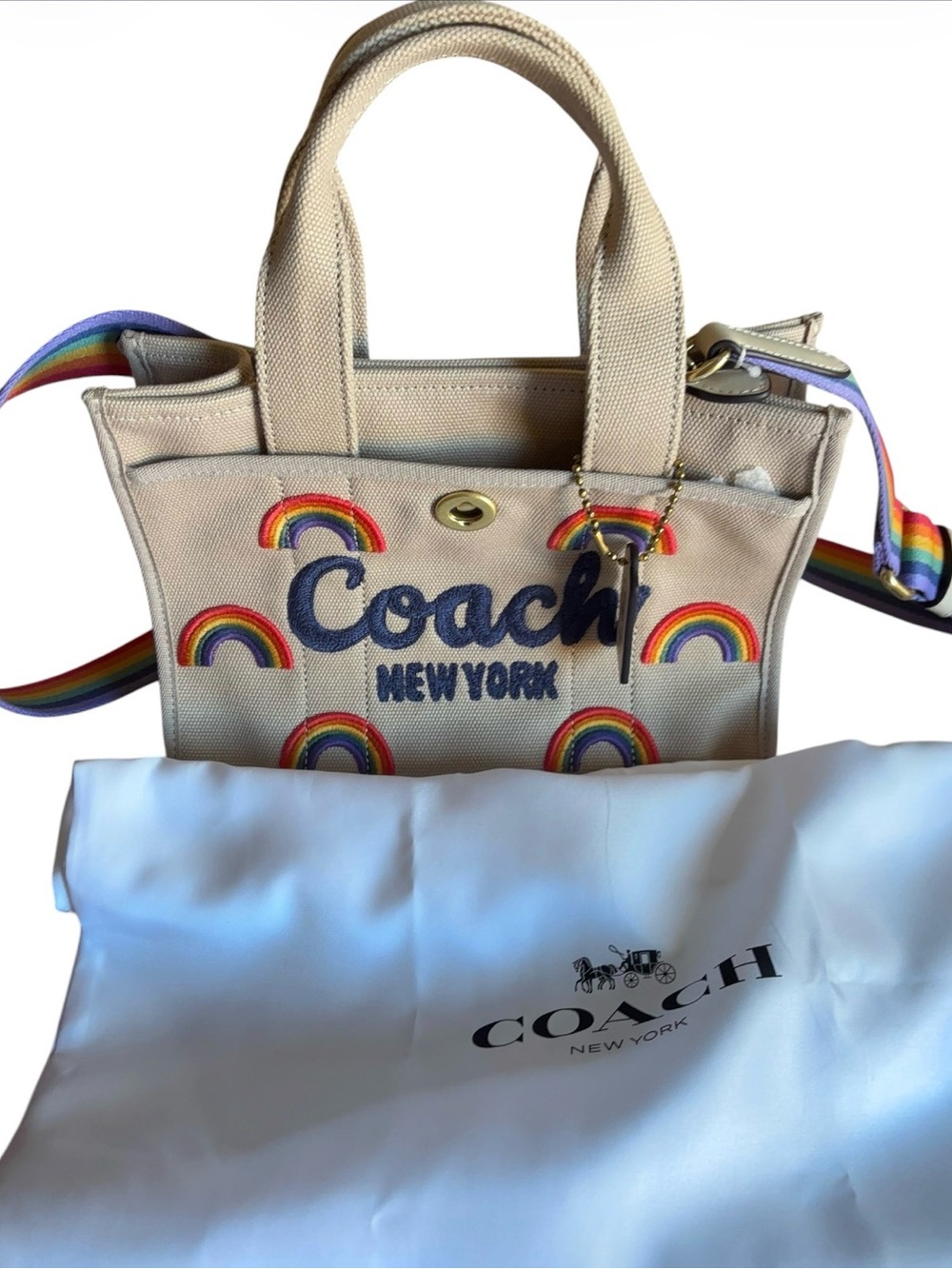 NWT Coach Pride Rainbow Canvas Cargo Tote 26 - Dark Natural Bohochic Streetstyle